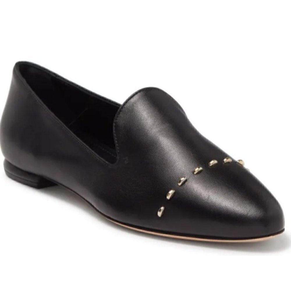 AGL Attilio Giusti Leombruni Black Leather Stud Venetian Loafers Size US 6